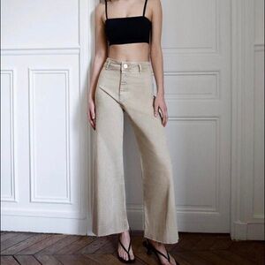 Never Worn! Zara Wide Leg Beige Denim Pants